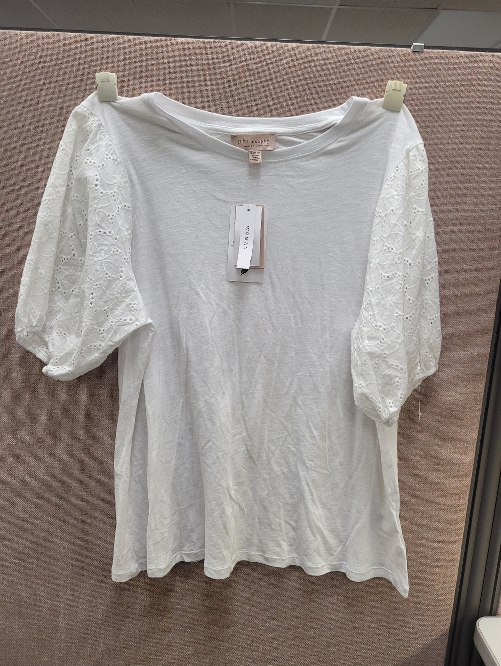 Philosophy White Eyelet Puff-Sleeve Tee